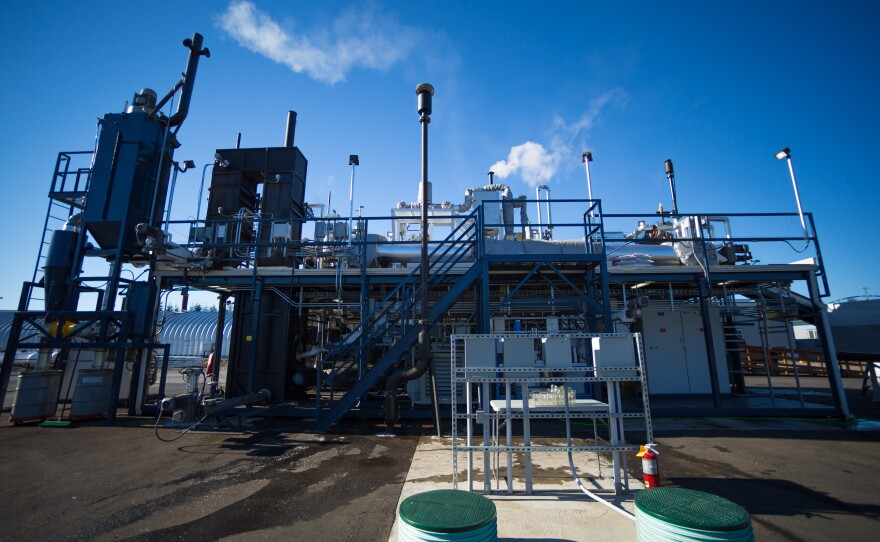 A prototype of the Janicki Omniprocessor sits in Washington. The next one will be set up for testing in Dakar, Senegal later this year.