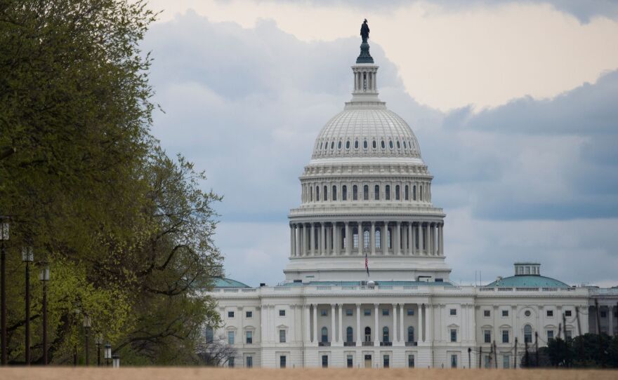The U.S. Capitol is seen on March 31. Lobbyists are competing for funds in coronavirus financial aid.