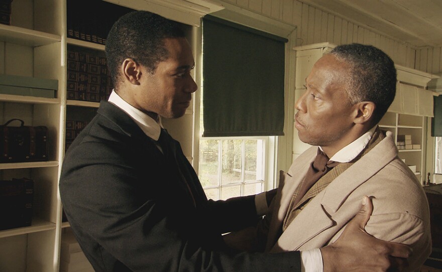 Actors Dion Johnstone, who portrays William Still, and Rufus Crawford re-enact the moment when Still discovers his brother Peter.