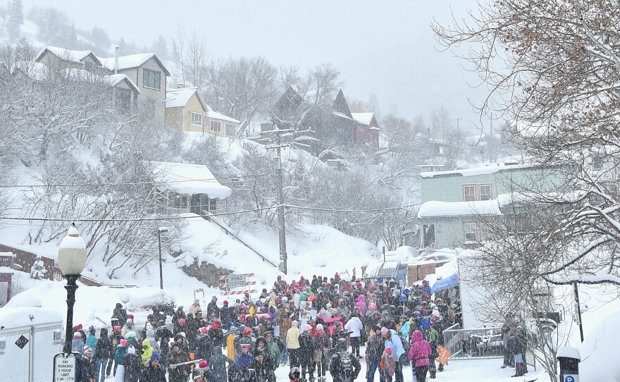 Protesters at the start of the Women's March on Main Street in Park City, Utah.