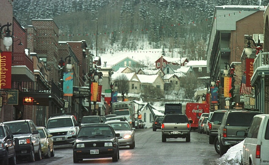 Snow covers Main Street in Park City in January 2001.