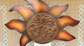 The sculpture, "Return of the Kumeyaay Creator" is seen outside the SDSU Imperial Valley Library in this undated photo.