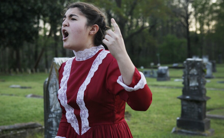 Aylin Memeli, 16, researched and portrayed Ella Bishop Westmoreland, a founding member of the local Women's Christian Temperance Union chapter during the late 19th century.