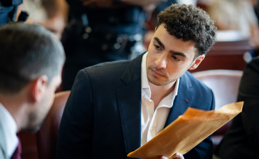 Luigi Mangione appears for a pretrial hearing at Manhattan Criminal Court in New York, June 17, 2026.