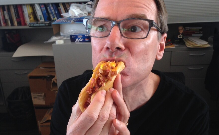 In case it's not clear, that waffle taco is going in.