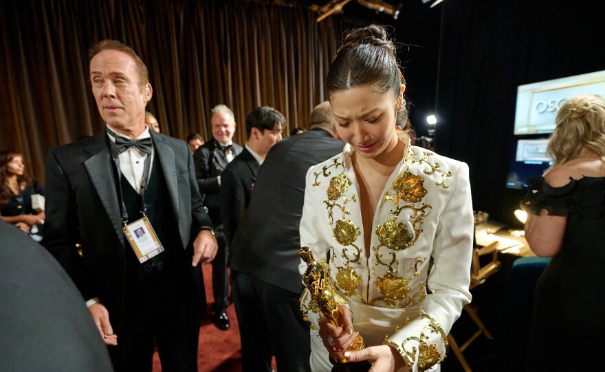 EJAE backstage with the Oscar® for Original Song during the live ABC Telecast of the 98th Oscars® at Dolby® Theatre at Ovation Hollywood on Sunday, March 15, 2026.