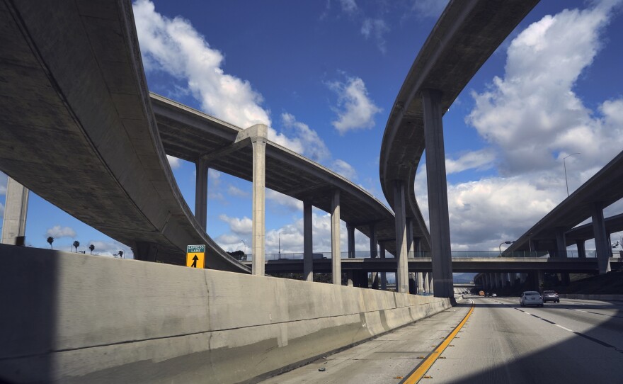 The CA-110, a highway that's frequently jam-packed with California commuters, saw extremely light traffic in March.