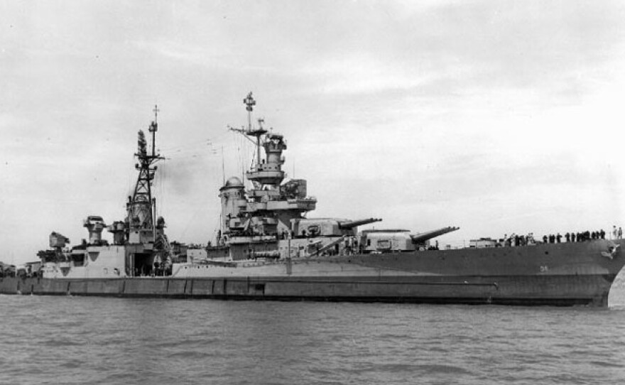 The USS Indianapolis (CA-35), pictured off the Mare Island Navy Yard, Calif., in July 1945.