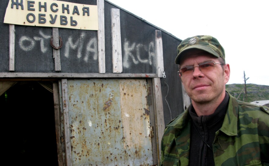 Andrei Udin, 33, works odd jobs around Teriberka — including at this repair shop — but he can't find steady work. He has grown impatient, fearing a natural gas processing plant promised to this community will never materialize.