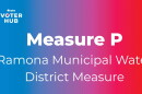The text "Measure P: Ramona Municipal Water District Measure" is displayed over a blue to red gradient background, in this undated graphic. 
