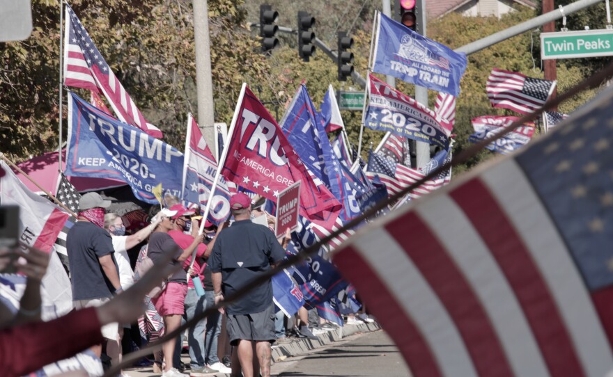 MAGA supporters in Poway, Calif. Nov. 1, 2020.
