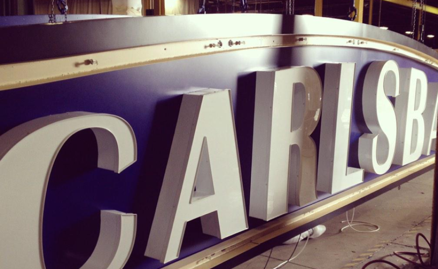 The new Carlsbad welcome sign is shown while under construction on the city of Carlsbad's Twitter page.