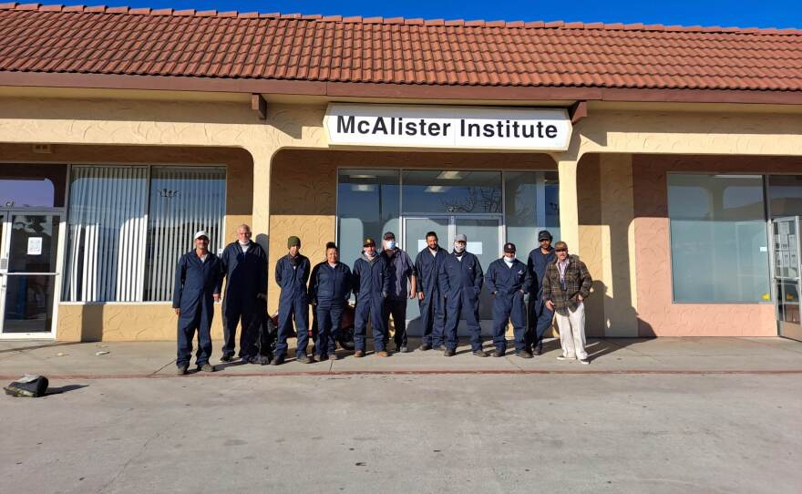 Joey Rubio stands in front of McAlister Institute South Bay with a crew from Work for Hope in this undated photo.