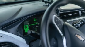 An electric vehicle at a charging station in Los Altos on March 2, 2022.