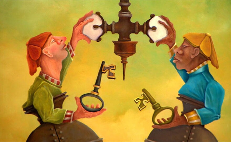 Painting by artist Michael Santini, Grohmann Museum - "Artist At Work" Exhibition, Milwakee School of Engineering.