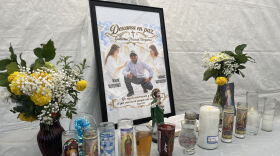 An ofrenda for Guillermo Pascual Vergansa is set up in the backyard of his family's home, Oct. 28, 2026.