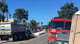 Firefighters evacuated an area bordered by Ocean Front Walk, Verona Court, Zanzibar Court and Mission Boulevard after an excavation crew accidentally ruptured an underground natural gas pipeline on Oct. 2, 2019.