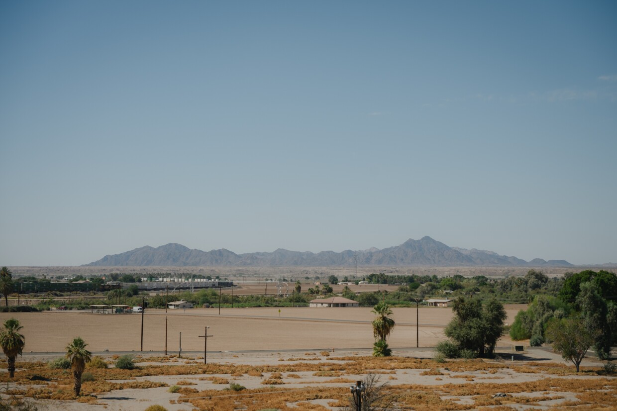 Pasadena Mountain and the Cargo Muchacho Mountains are seen from the Fort Yuma Quechan Tribe’s administration building on the Quechan Reservation in Winterhaven, California on Sept. 23, 2024.