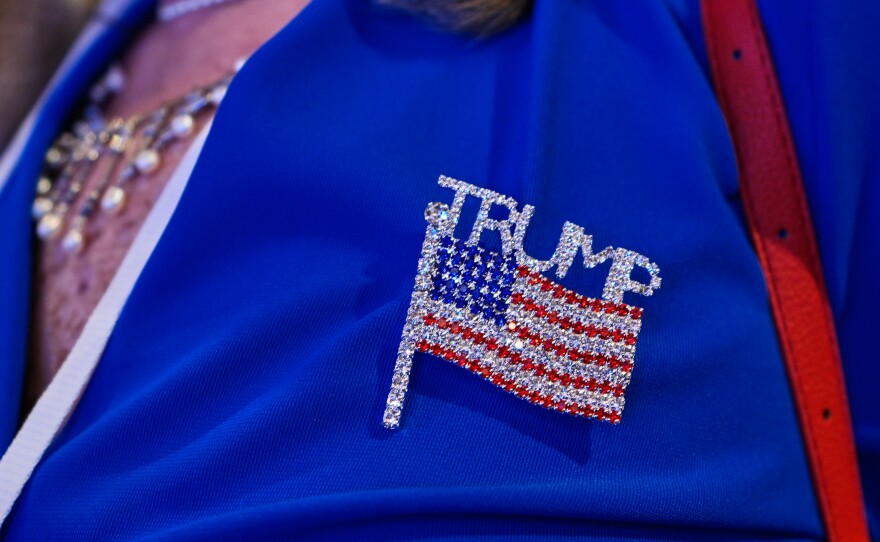 An attendee wears party colors at a primary election night party for Georgia gubernatorial candidate Rick Jackson on May 19 in Atlanta.