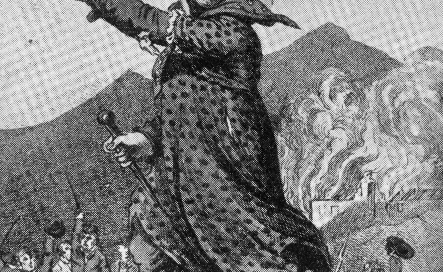 An illustration showing a Luddite leader circa 1812.