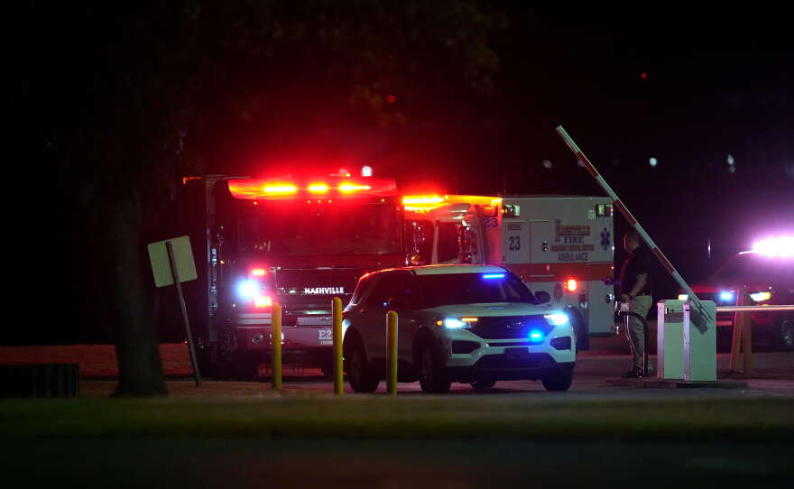 Emergency vehicles arrive at Riverbend Maximum Security Institution after the execution of Christa Pike was halted Wednesday, Sept. 30, 2026, in Nashville, Tenn.