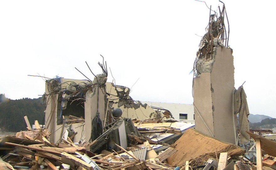 Destruction in the small town of Kuji, Japan.