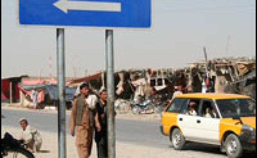 The Panjwai District is about a 30-minute drive from the center of Kandahar. Drivers making this turn can only go as far as the district center at the Panjwai Bazaar. That's where the road ends.