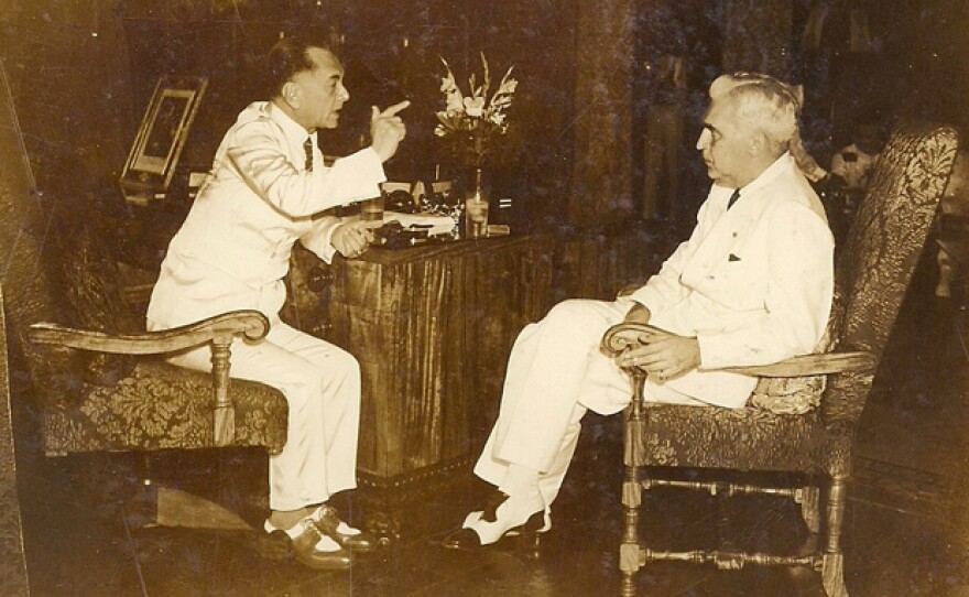 Philippine President Manuel Quezon (left) and U.S. High Commissioner Paul McNutt (right) in 1938. "Rescue In The Philippines: Refuge From The Holocaust" chronicles a real-life Casablanca, in which a high-profile group of poker buddies — including the Frieder brothers of Cincinatti, Philippine President Manuel Quezon, and U.S. High Commissioner Paul McNutt and Colonel Dwight Eisenhower — hatched an intricate international plan of rescue and re-settlement, saving 1,300 Jews from certain death in Nazi concentration camps.