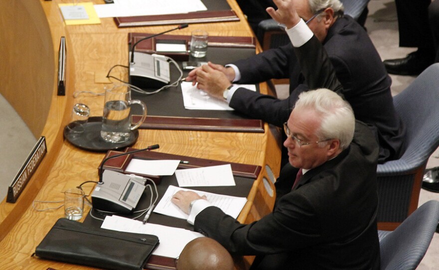 <p>Vitaly Churkin, Russia's permanent representative to the UN, vetoed a Security Council resolution Wednesday condemning Syria for its brutal crackdown on pro-reform protesters. The vote set off a public rebuke from Washington.</p>