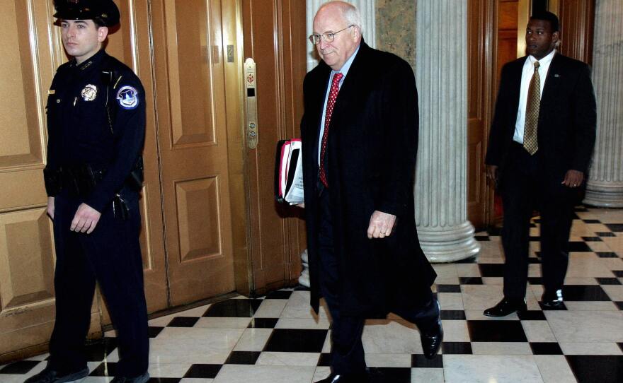 Former Vice President Dick Cheney arrives at the Senate to cast a tie-breaking vote in 2005. Cheney broke ties eight times in the Senate as vice president.