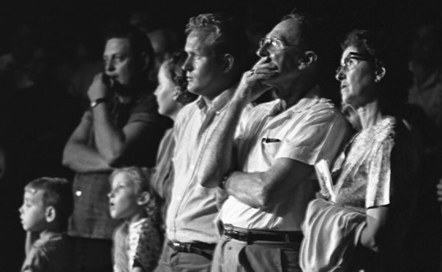 Onlookers at a Ku Klux Klan rally, August 1964.