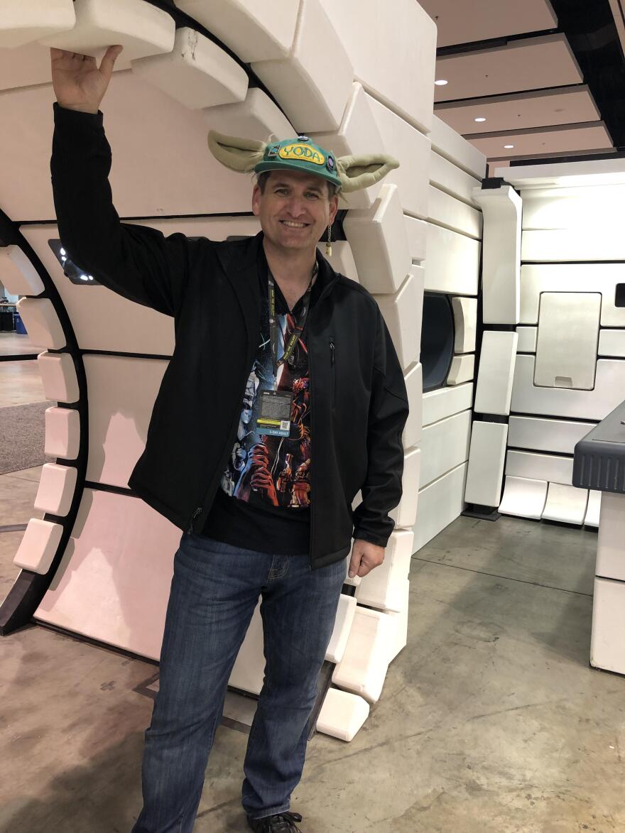 Gary Dexter became a lifelong "Star Wars" fan after seeing the film in his native England back in 1977. Here he enjoys a visit to Galaxy's Edge.