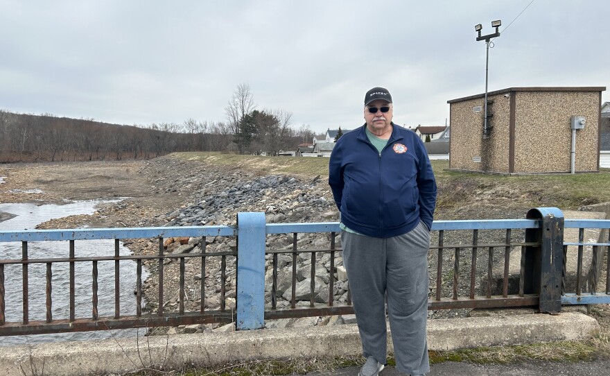 The levee in Duryea, Pa., needs to be raised multiple feet to protect residents from flooding. The upgrades are costly, and require federal funds that have been delayed by the Trump administration. "I think the people are really concerned," says the town's emergency manager, Keith Moss.