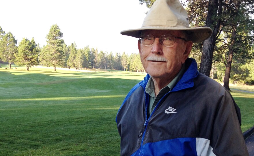 Jim Shute at age 94, out for his morning walk.