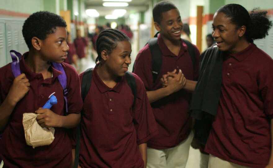 From left, actors Jermaine Crawford, Maestro Harrell, Tristan Wilds and Julito McCullum portray students in the Baltimore public school system in The Wire.