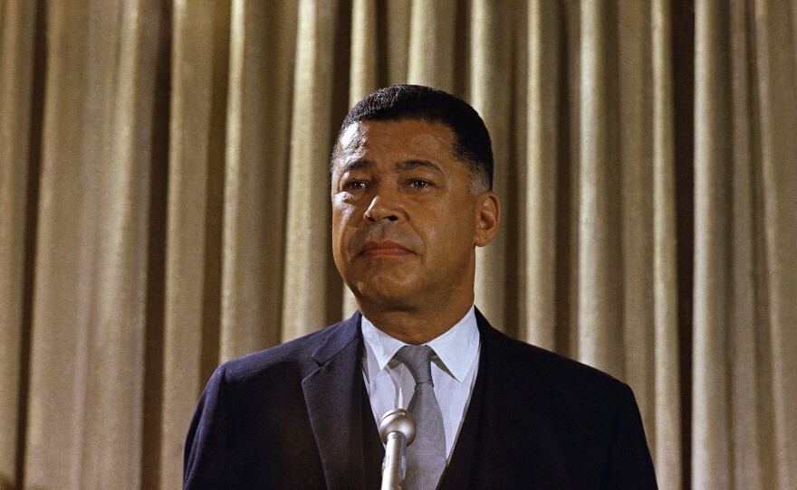 Sen. Edward Brooke, R-Mass., delivers a speech in 1968. He was the special guest speaker for Wellesley's commencement in 1969.