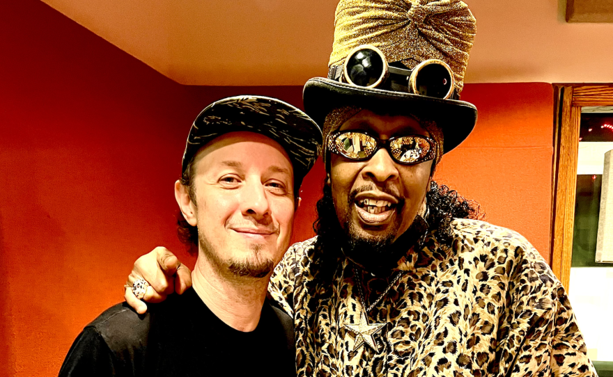 Left, drummer Adam Deitch of the band Lettuce, with funk superstar Bootsy Collins.