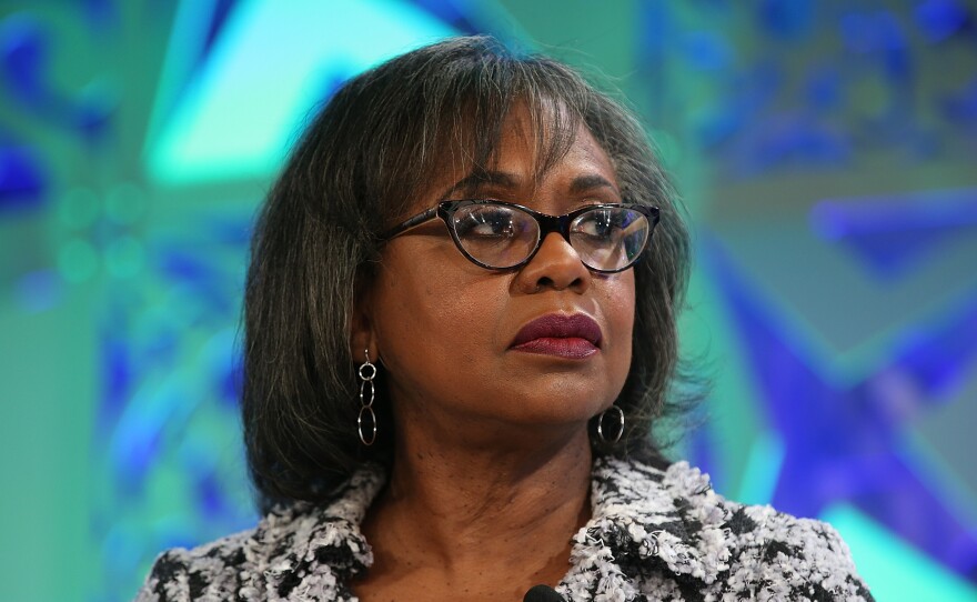 Anita Hill speaks onstage at the Fortune Most Powerful Women Summit in October 2018 in Laguna Niguel, Calif.