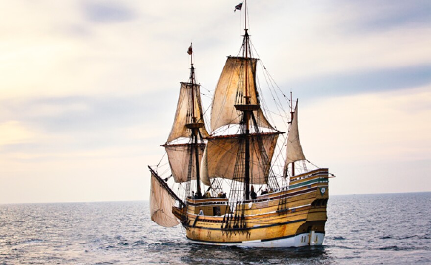 Mayflower II at sail in Plymouth Harbor.