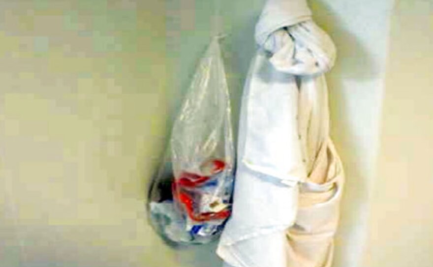 This photo from the Department of Homeland Security's Office of the Inspector General (OIG) shows a noose fashioned from bedsheets in a cell at the Adelanto Detention Center in Adelanto, Calif., a desert community 70 miles (113 kilometers) northeast of Los Angeles,  May 1, 2018. 
