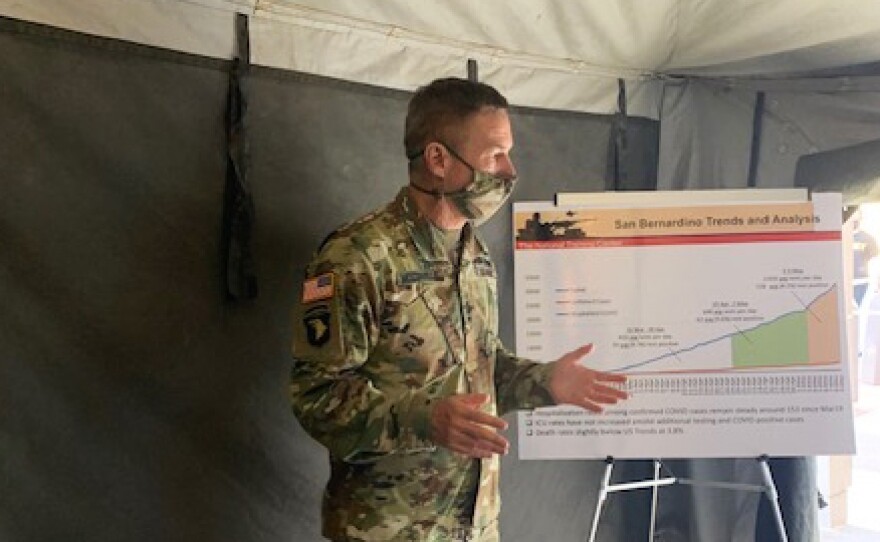 Gen. Jim McConville, the Army chief of staff, visiting Fort Irwin in California's Mojave Desert. The Army is working to get back to large-scale training after a three-month hiatus due to concerns about the coronavirus.