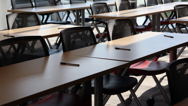 Empty chairs in a classroom at Crawford High School in the San Diego Unified School District on Monday, Aug. 12, 2024.