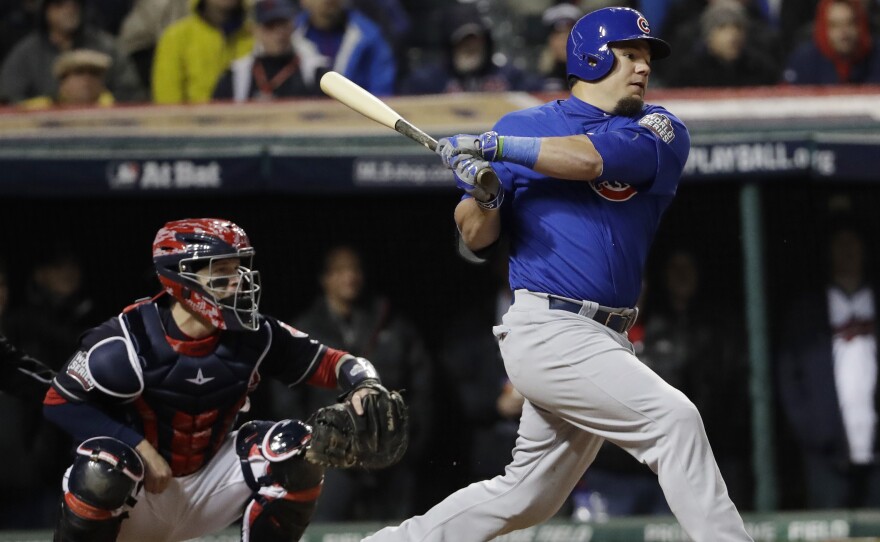 The Chicago Cubs' Kyle Schwarber is back from a major injury just in time for a big hitting performance in the World Series against the Cleveland Indians.
