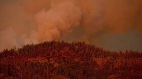 The Ferguson Fire burns along a ridgeline in unincorporated Mariposa County, Calif, on Monday, July 16, 2018.