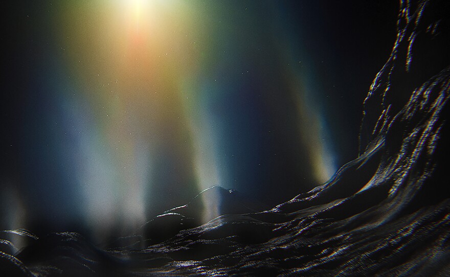 The surface of a comet on its journey to the sun from its home in the Solar System’s most distant realm, The Oort Cloud.