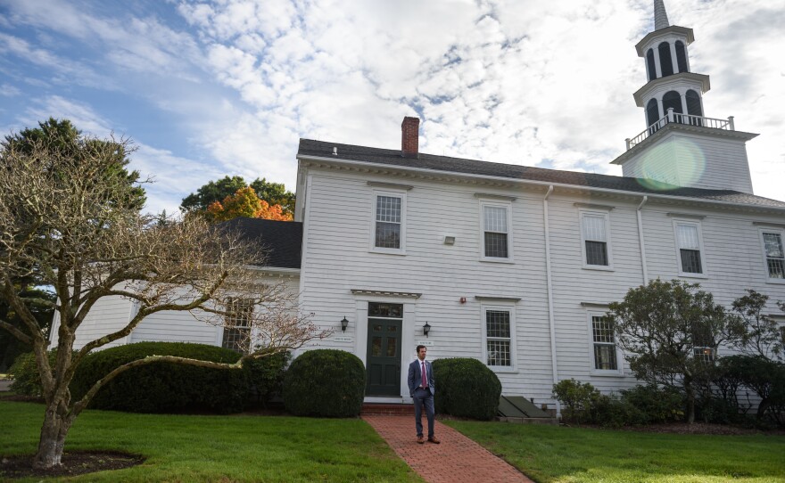 Burke, shown in front of Norfield Congregational Church, was a key voice in a campaign to get state benefits for vets with other than honorable discharges.