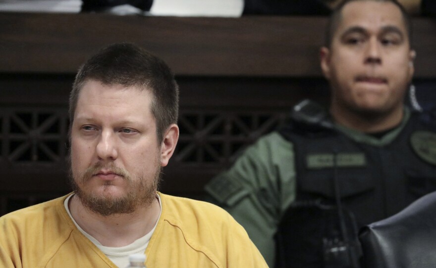 Former Chicago police officer Jason Van Dyke, left, attends his sentencing hearing in 2019.