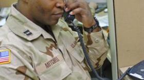 Soldier on the phone