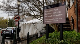 President Barack Obama's limousine sits in front of the newly designated Belmont-Paul Women’s Equality National Monument, formerly known as the Sewall-Belmont House and Museum in Washington, Tuesday, April 12, 2016.