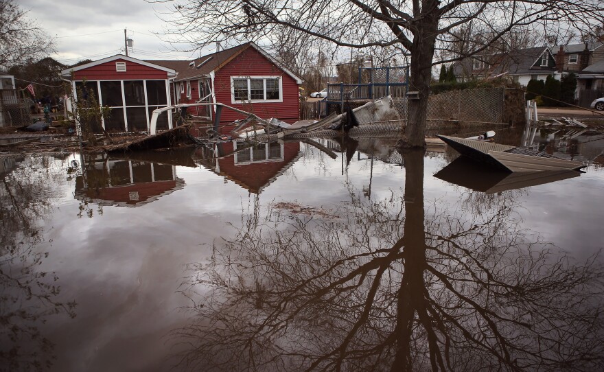 In the Ocean Breeze area of Staten Island, water continued to flood neighborhoods on Nov. 1, 2012. Most homes in the seaside community were inundated by the ocean surge caused by Sandy.